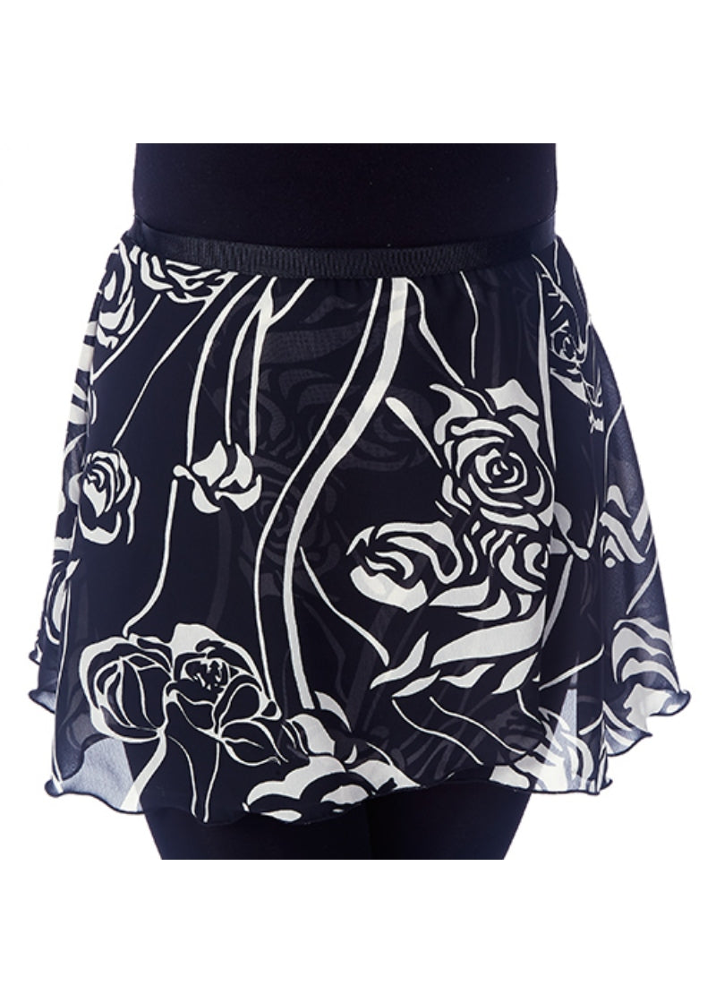 Black/White Roses Wrap Skirt (12