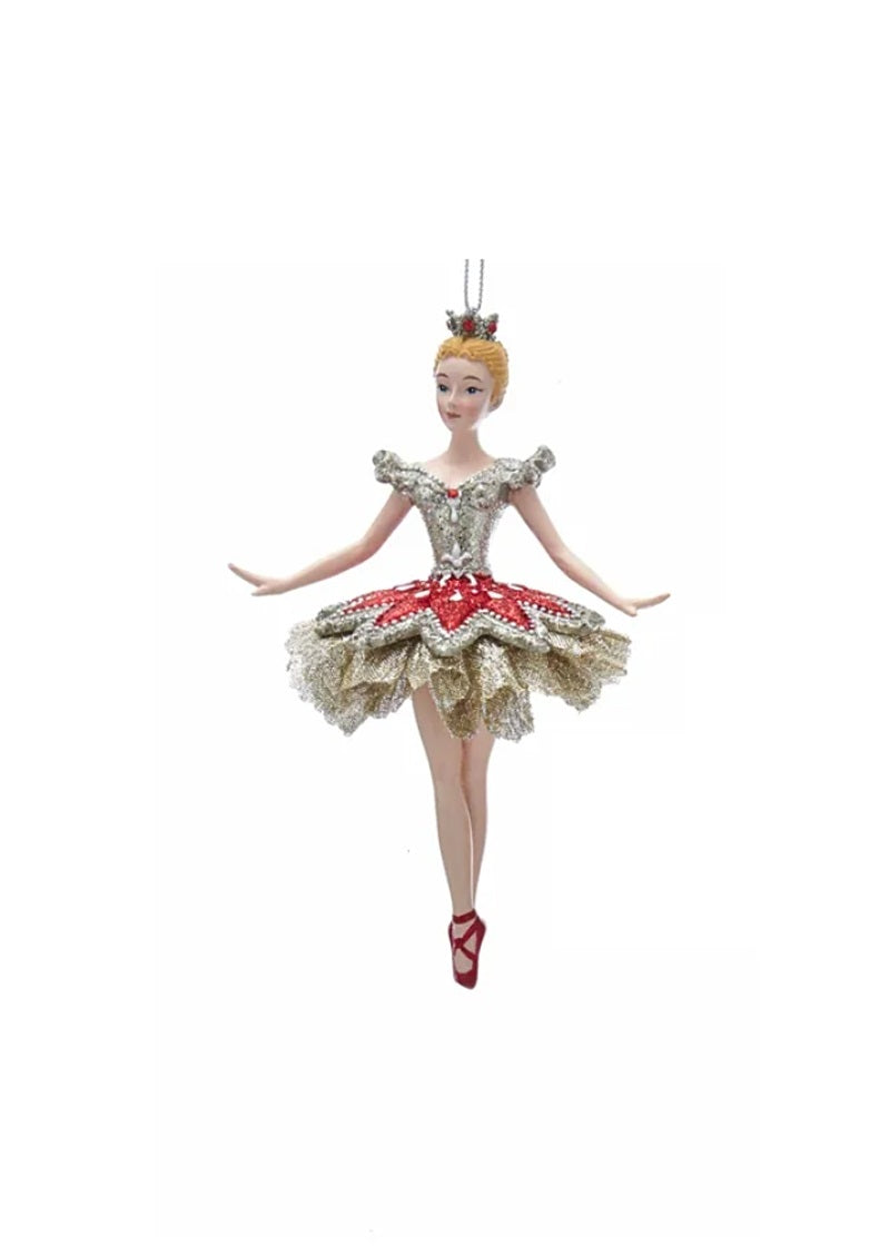 Ruby/Platinum Ballerina Ornament (6