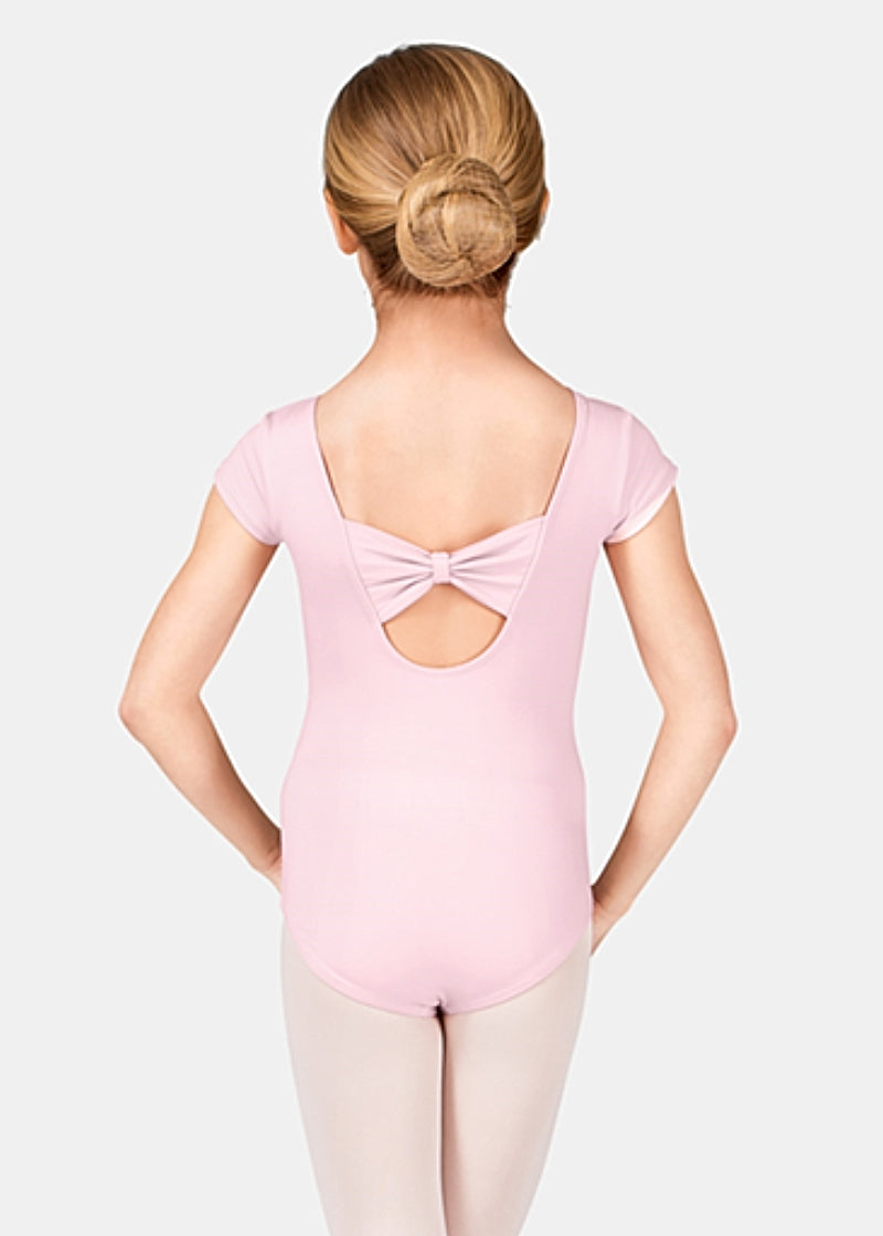 ON SALE Bow Back Youth Cap Sleeve Cotton Leotard