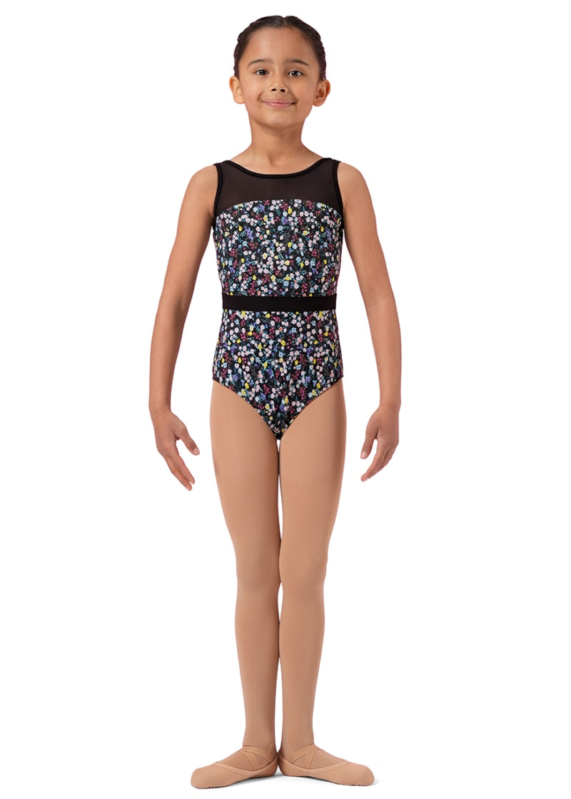 ON SALE Ditsy Floral Youth Tank Leotard (Black)