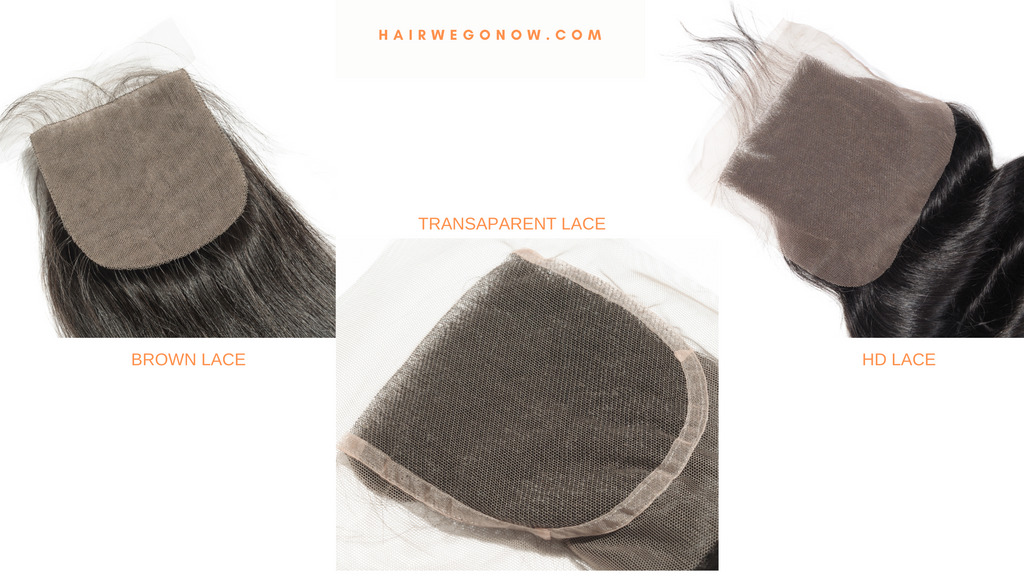 Transparent closures and brown lace closures