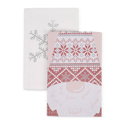 Ulster Weavers Cotton & Linen Union Tea Towels (Pack of 2) - Christmas Gnome (Pink, White) - Ulster Weavers - Image