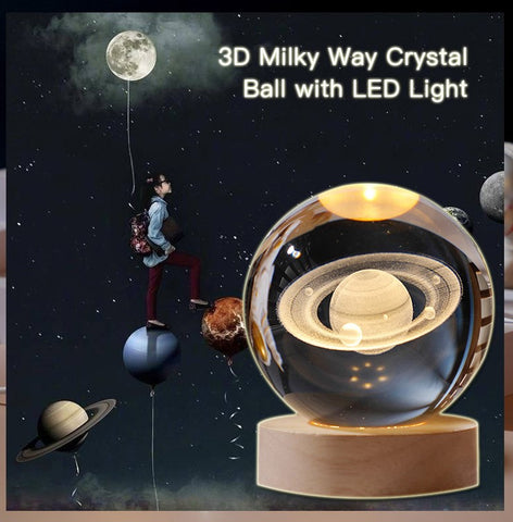 Luminous 3D Glowing Crystal Globe