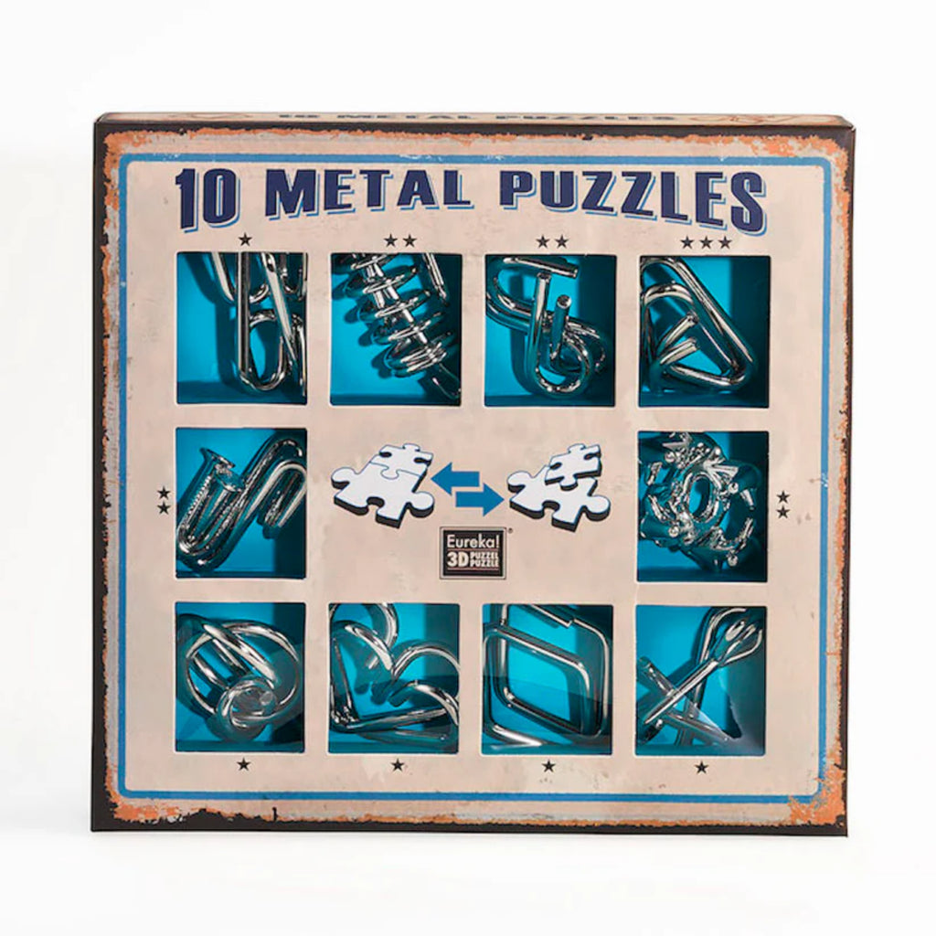 10 Metal Puzzles Set - Albastru