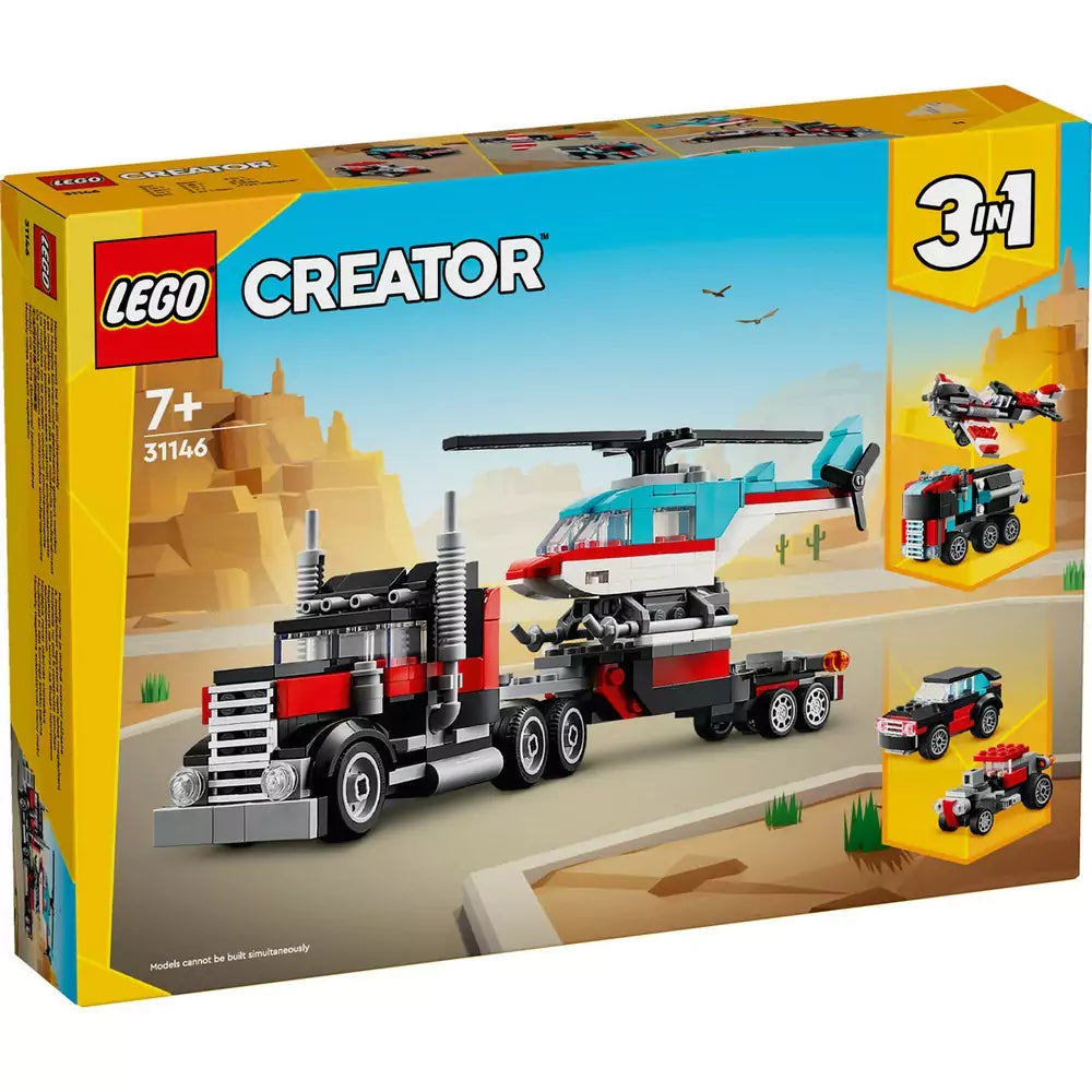 LEGO Creator Camioneta cu platforma si elicopter 31146, 270 piese