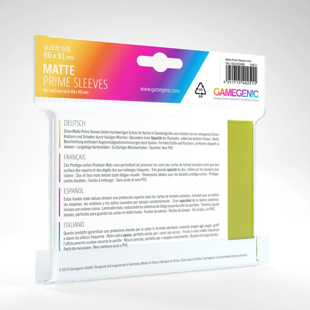 Gamegenic Matte Prime Sleeves Lime (100 bucati) - 1 | YEO
