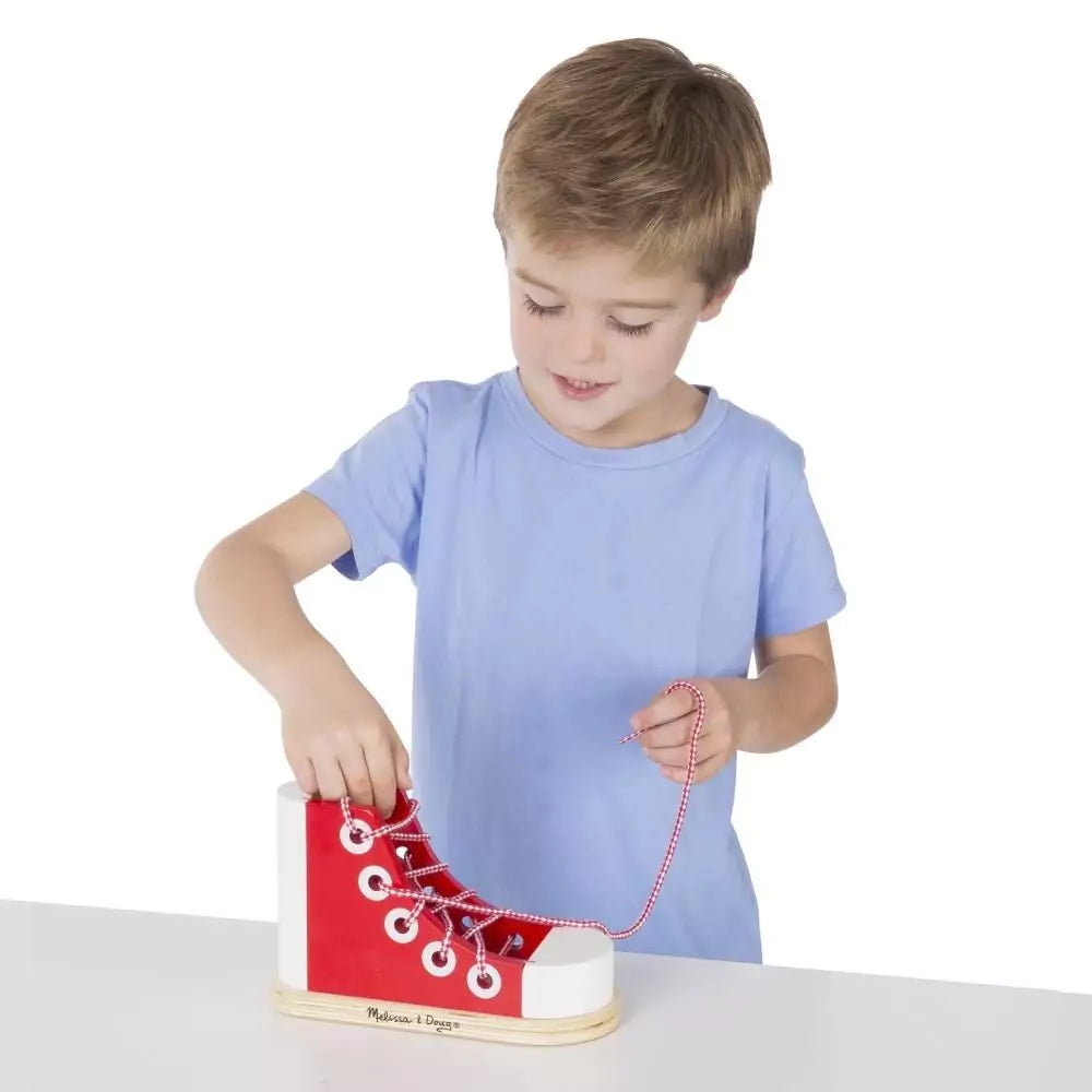 Melissa & Doug Joc educativ din lemn, învățare șireturi - 2 | YEO