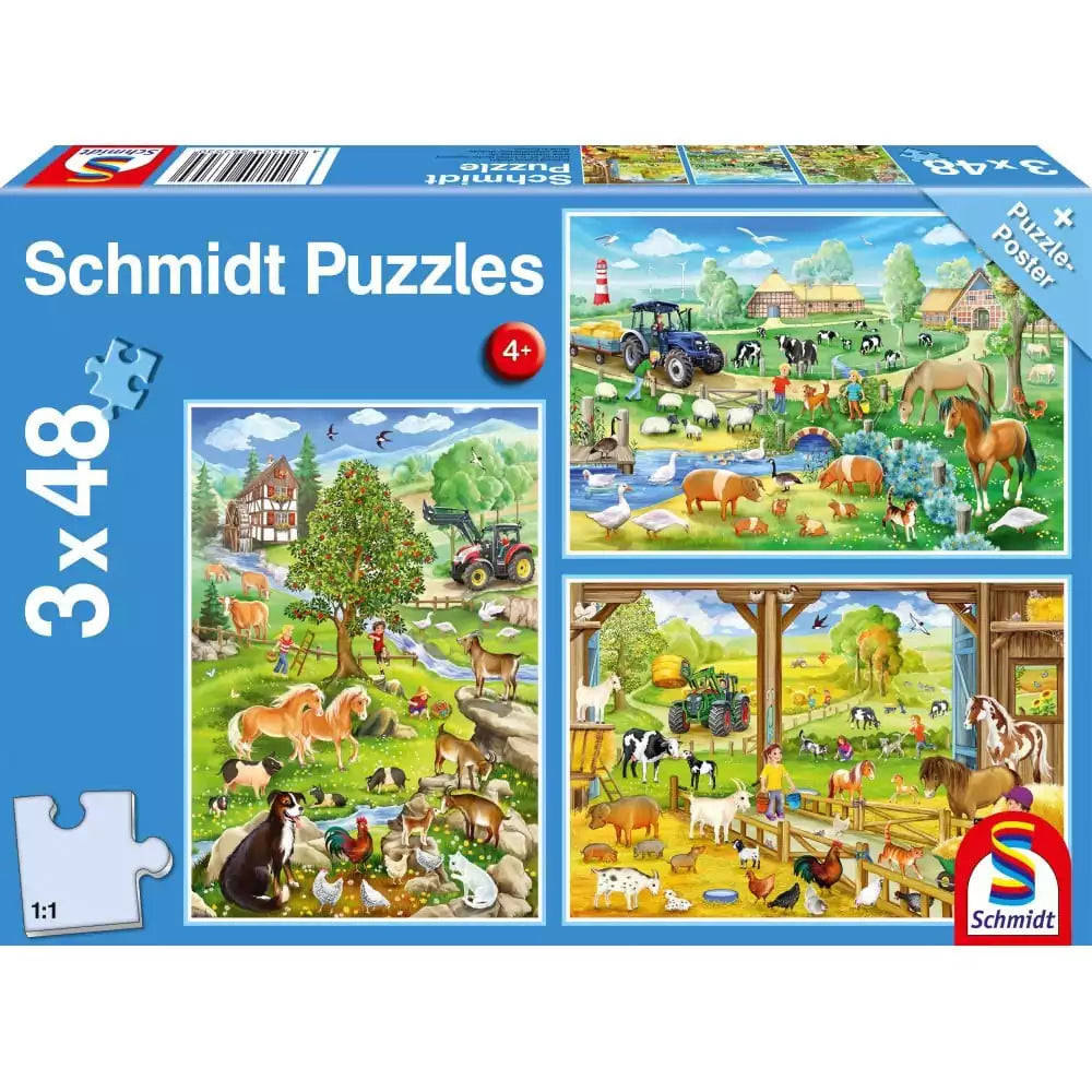 Puzzle - Viața la fermă (3 x 48 de piese)