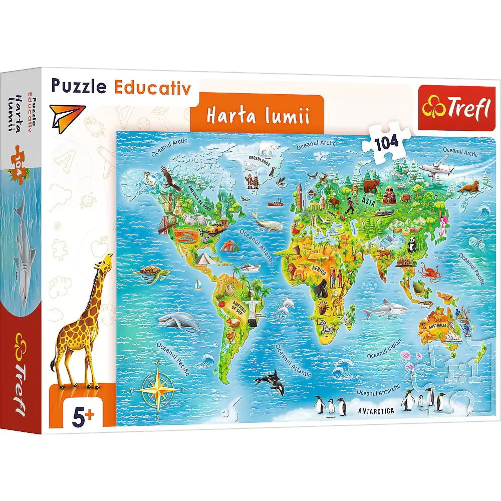 Puzzle Harta Lumii, 104 piese