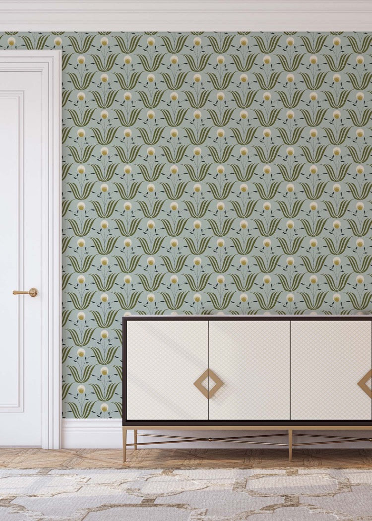 Art Deco Shell - Blue Wallpaper by Julianne Taylor Style – Mitchell Black