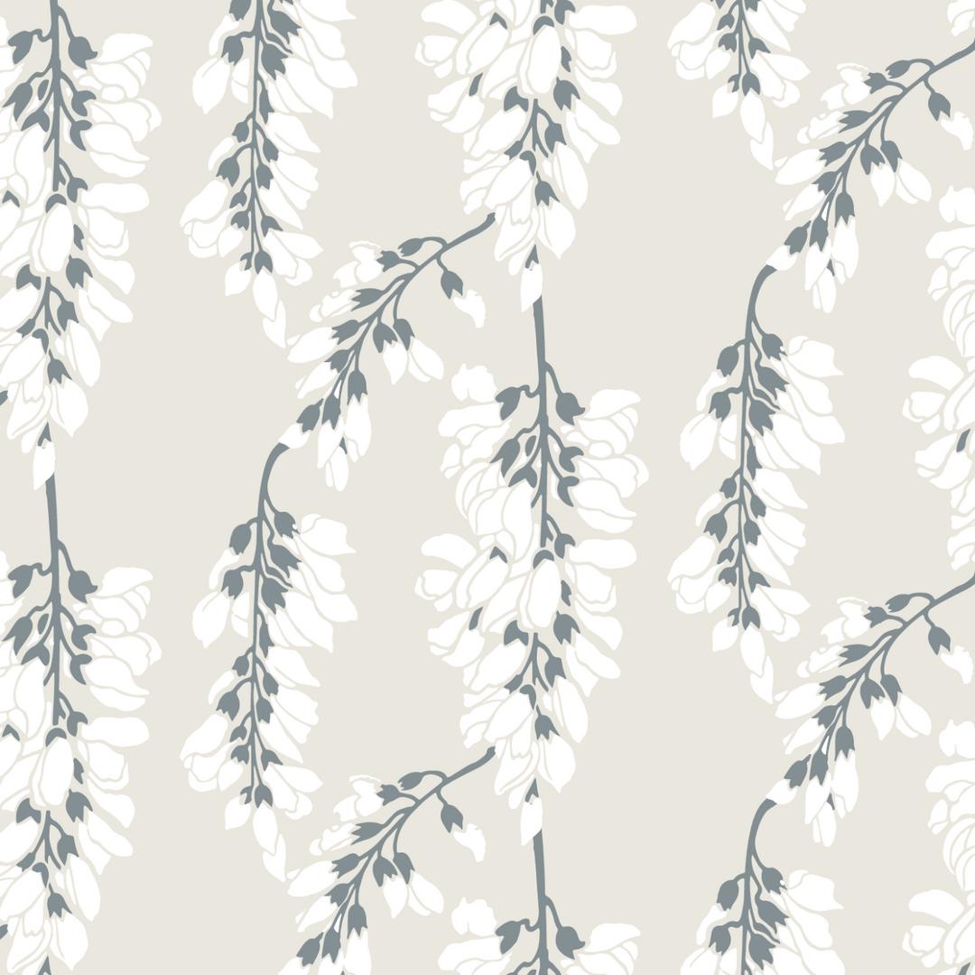 Wisteria Floral - White Wallpaper – Mitchell Black