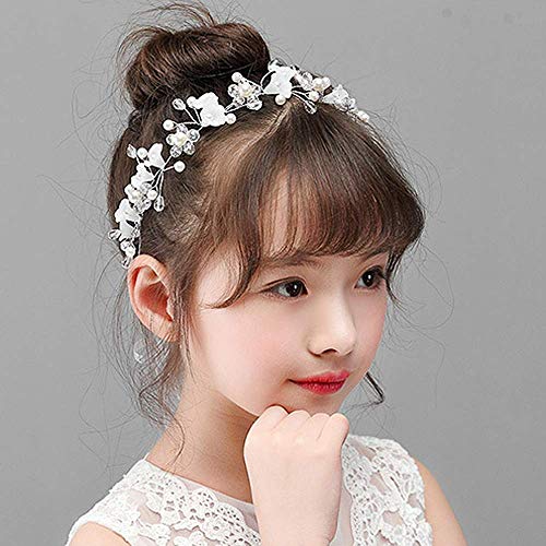 Campsis Cute Princess Wedding Headpiece White Flower Headband Pearl We –  Watanz.com