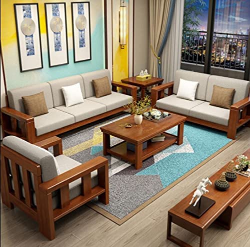 LSGF Teak Wood 3+3 with Center Table Sofa Set with Natural Polish for –  Watanz.com