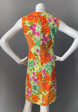Load image into Gallery viewer, Mod Orange Gold Mums Print Cotton Sun Dress
