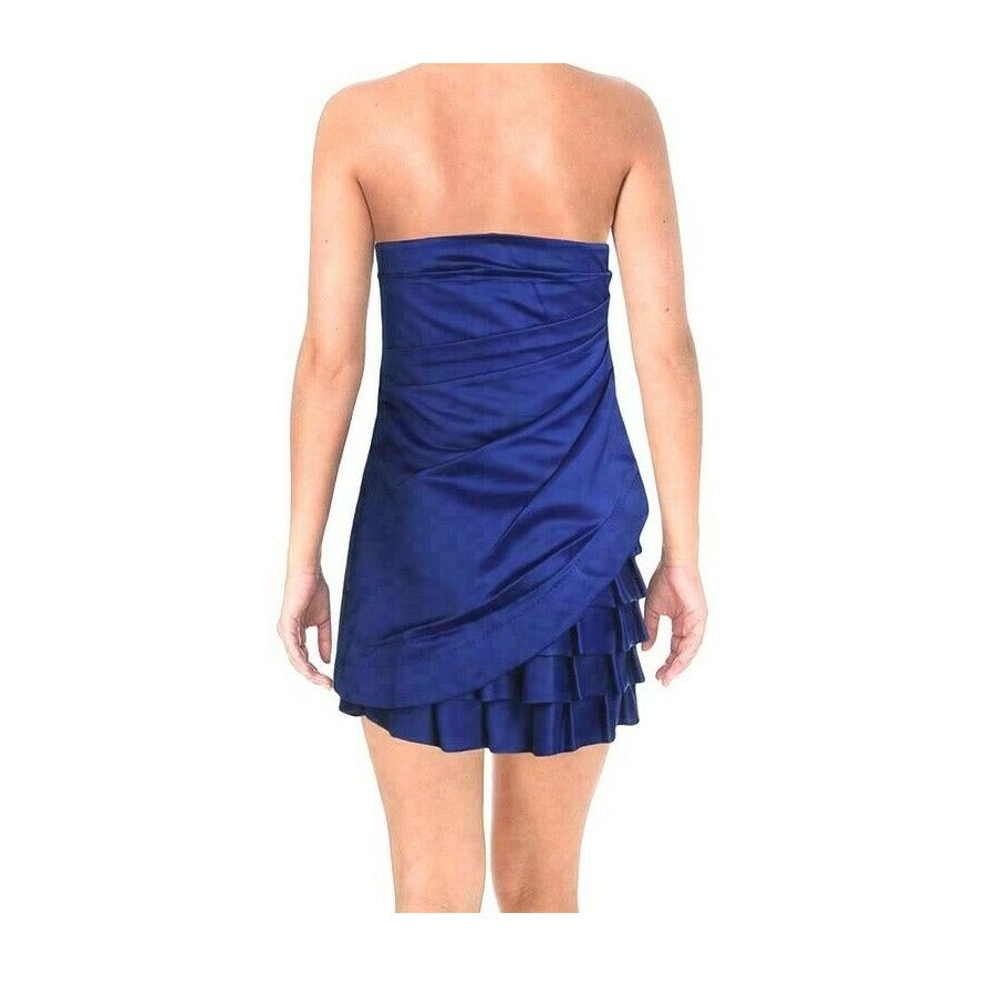 CALVIN KLEIN Women's Blue Satin Strapless Tiered Cocktail Dress – Price  Lane Clearance