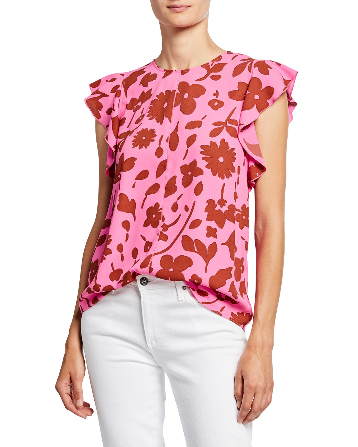 KATE SPADE Women's Pink Floral Flutter Sleeve Blouse Top – Price Lane  Clearance