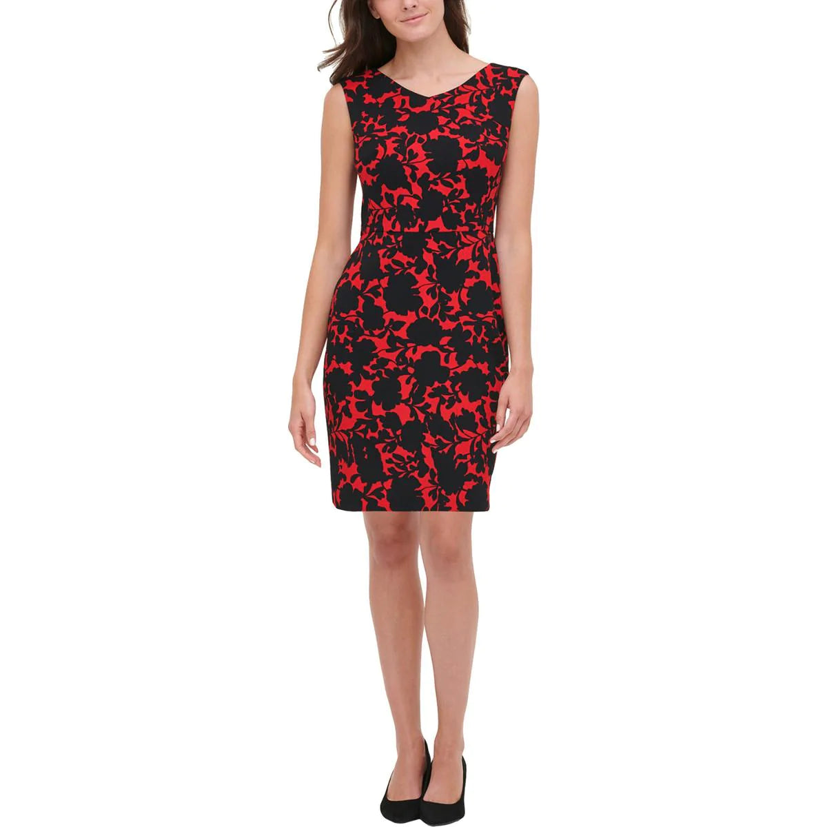 TOMMY HILFIGER Women's Shadow Rose Printed Red Sheath Dress – Price Lane  Clearance