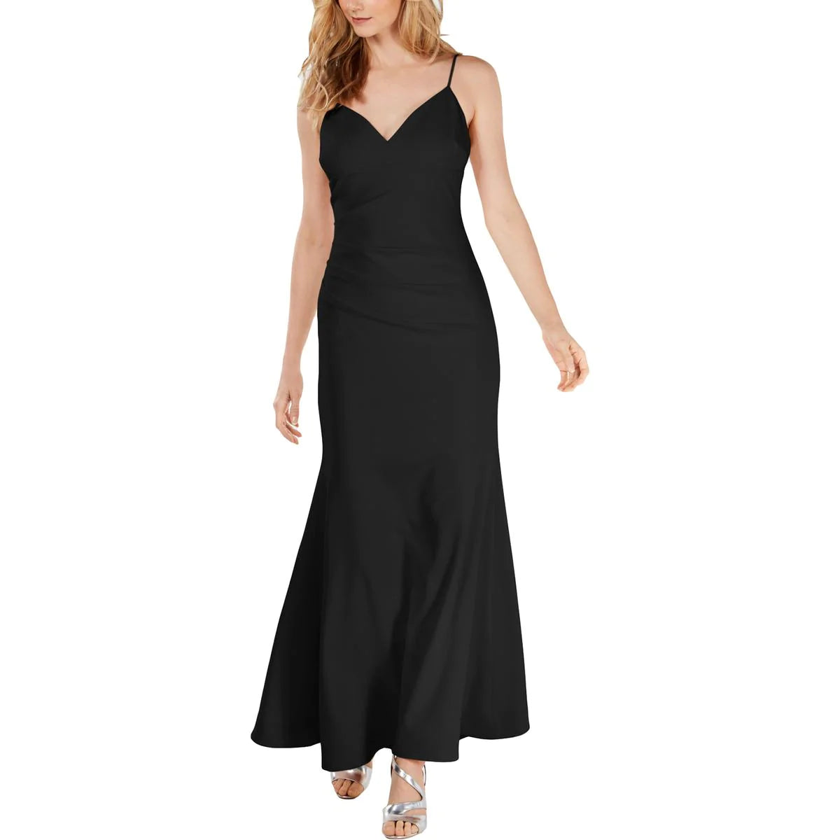 CALVIN KLEIN Women's Black Side Rouched V Neck Formal Dress – Price Lane  Clearance