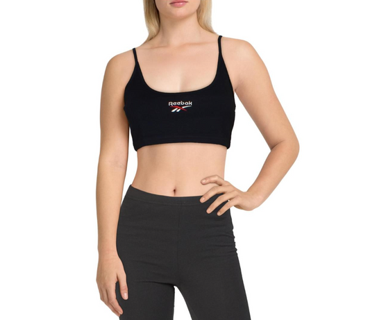 Tommy Hilfiger Women's Kiwi Solid Logo Sports Bra - Deep Black
