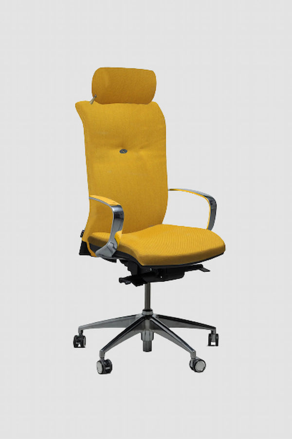 Chaise de bureau ergonomique vintage en tissu sans roulettes avec accoudoirs  et dossier bas HERITAGE 80 DIRECTION PETIT DOSSIER