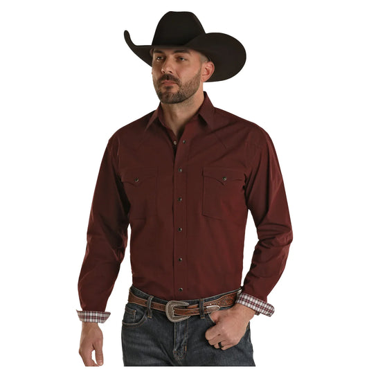 Panhandle Slim Men's Western Long Sleeve Brown Pearl Snap Shirt Size Large  on eBid Canada