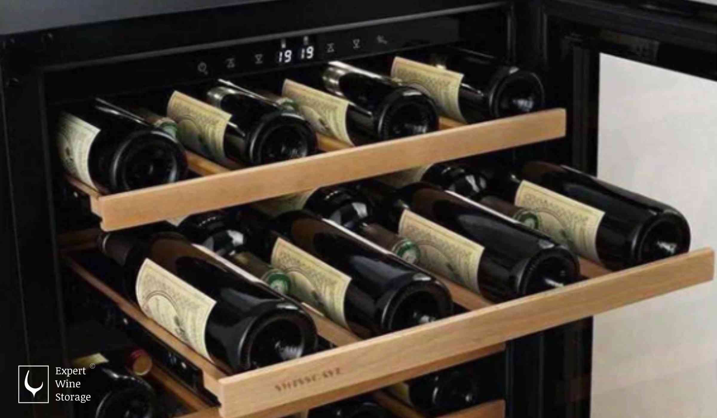 Wine Shelves in a Wine Fridge