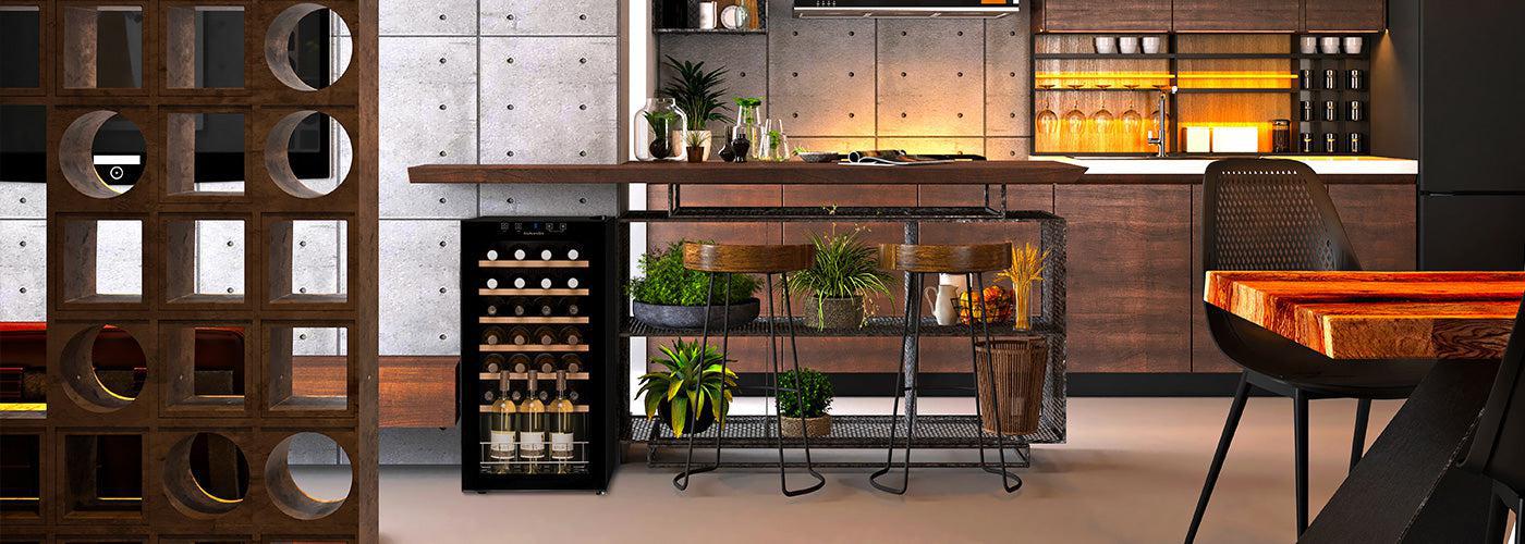 small freestanding wine fridge