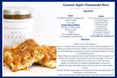 Photo of Caramel Apple Cheesecake and Printed Recipe