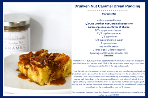 Photo of Drunken Nut Caramel Bread Pudding and Printed Recipe