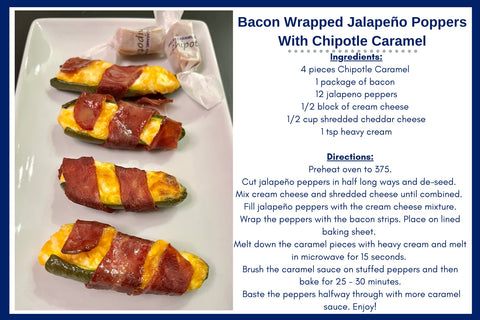 Photo of Bacon Wrapped Jalapeño Poppers With Chipotle Caramel with Printed Recipe