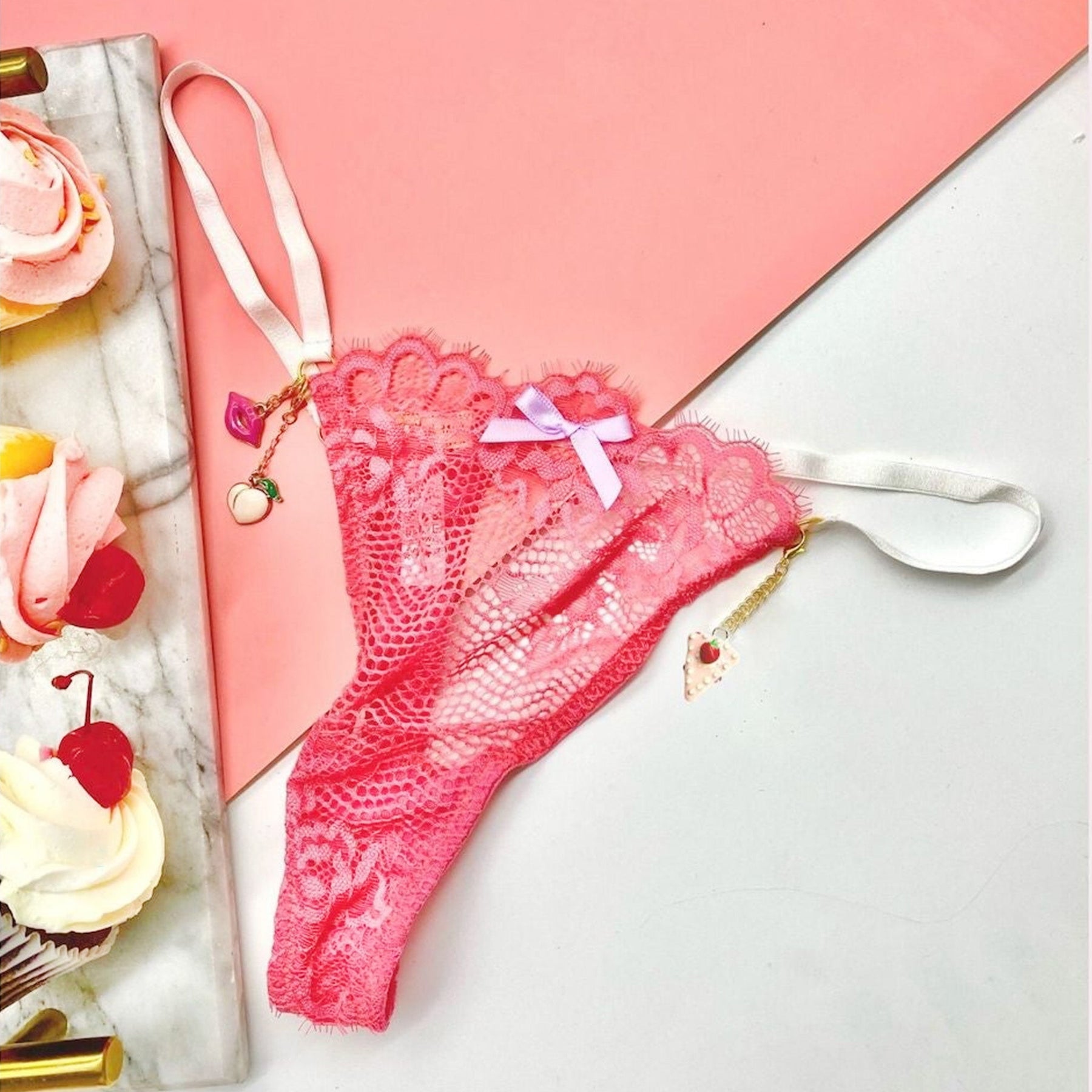 Victoria's Secret Sexy Little Things Thong Panty Cherry 100% Nylon