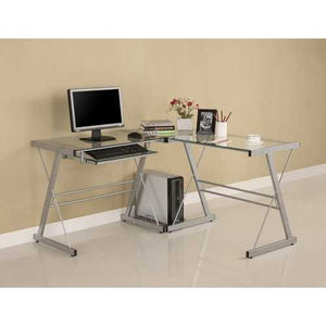 Modern Corner Computer Desk In Metal And Glass Dll Office Supplies