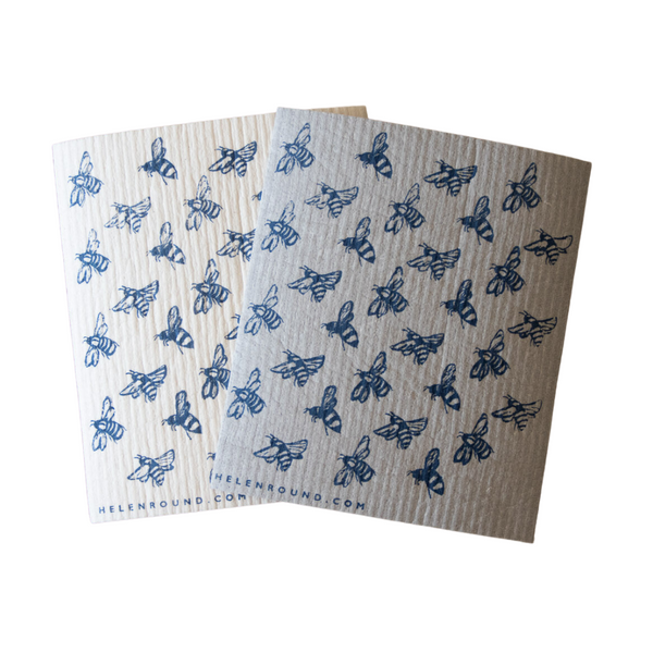 Bee design Eco Kitchen Sponge Cloths from the Honey Bee Collection by Helen Round