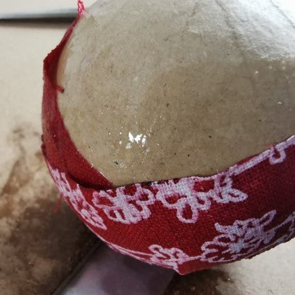 Bauble Covered with PVA Glue and Linen Fabric Strips