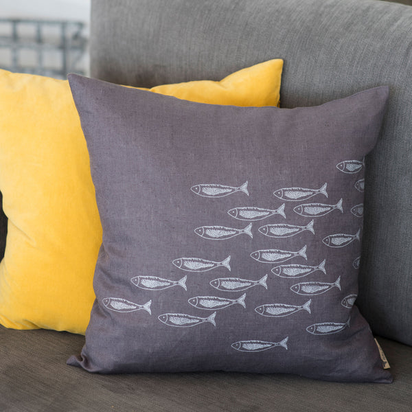 Slate Grey Linen Cushion from the Quayside Collection by Helen Round