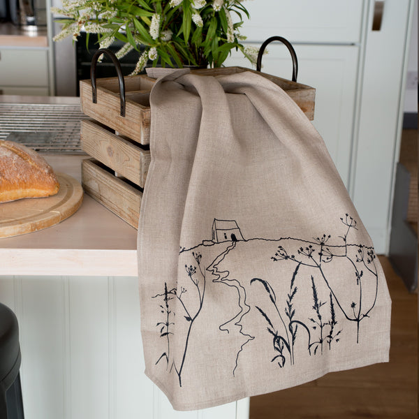 Rame Head Natural Linen Tea Towel from the Rame Head Collection by Helen Round
