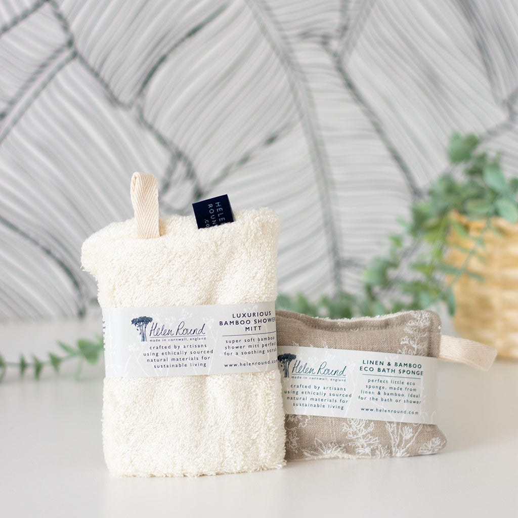 Bamboo Shower Mitt and Eco Bath Sponge