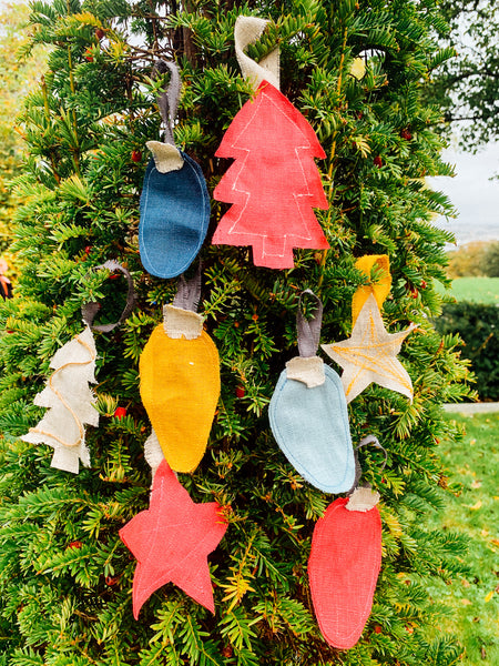 Fabric Scrap Decorations on Christmas Tree
