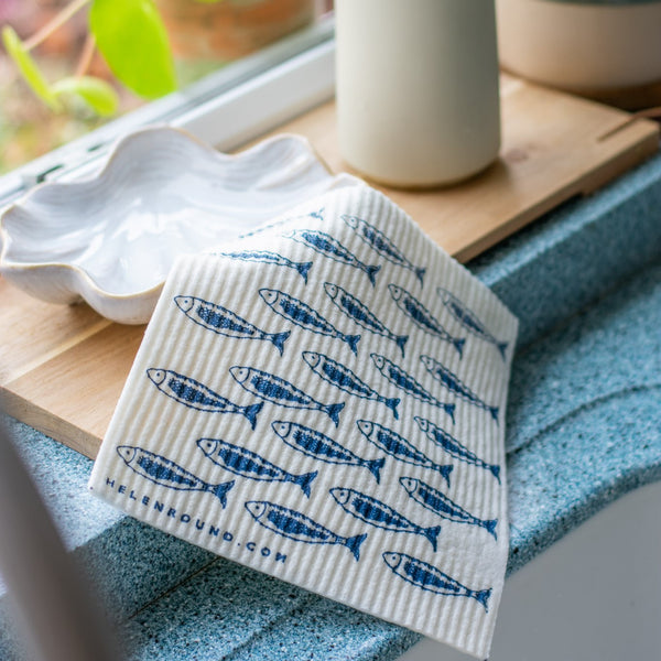 Fish Design Eco Sponge Cloth from the Quayside Collection by Helen Round