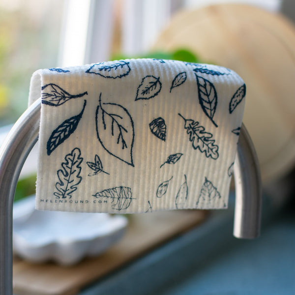 Leaf Design Compostable Eco Kitchen Sponge Cloth from Helen Round