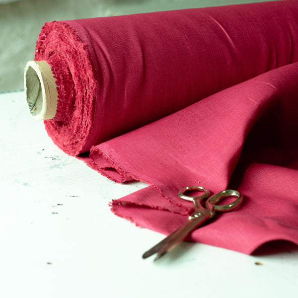 Raspberry Red Linen Fabric