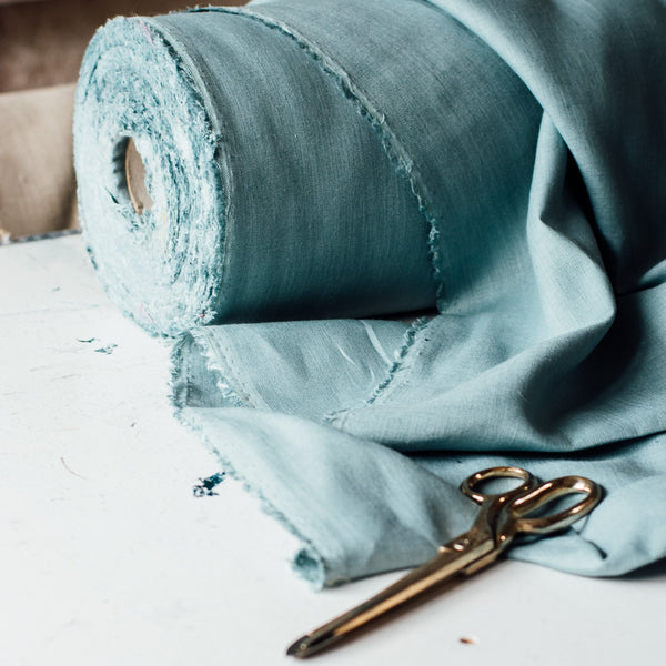 Duck Egg Blue Linen Roll from the Studio at Helen Round
