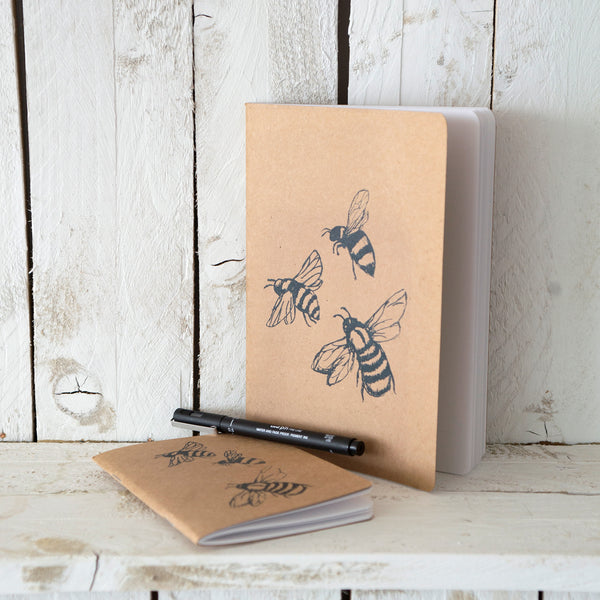 Plain A5 and A6 Notebook with Bee Design