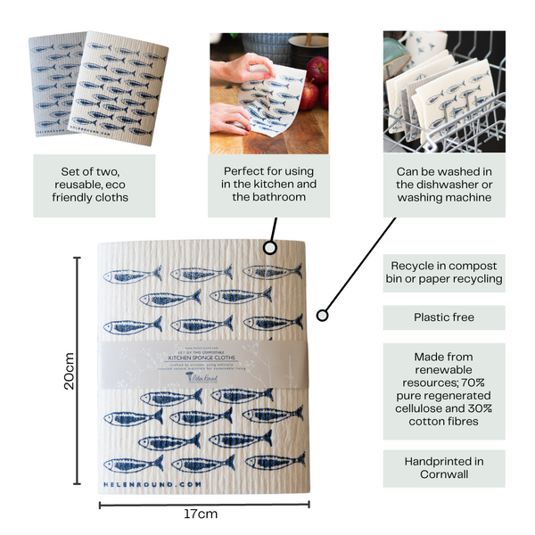Infographic of Benefits of the Eco Kitchen Sponge Cloth from Helen Round