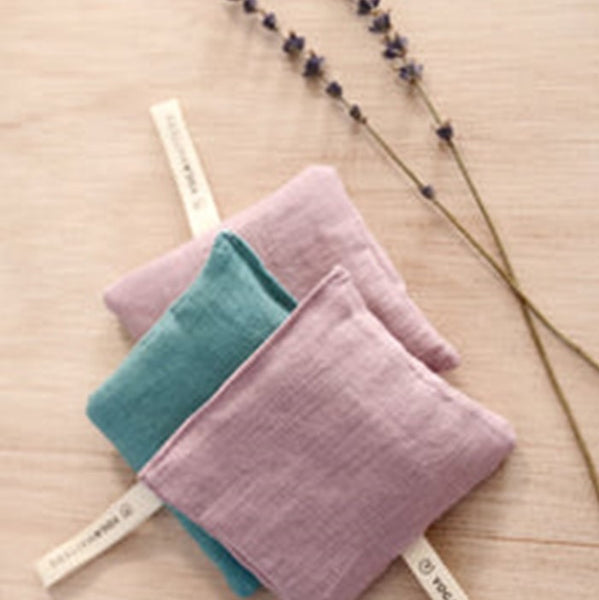 Linen Lavender Bags in Mineral & Woodrose for Yogamatters from Helen Round