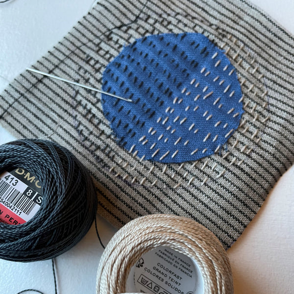 Pinstripe and Blue Linen Coaster
