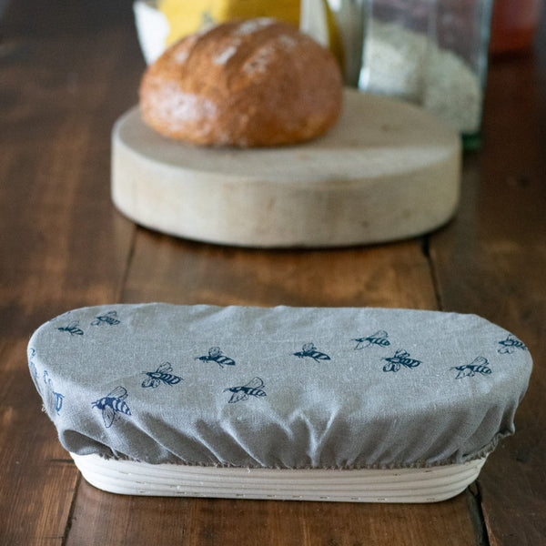 Bee Oval Linen Banneton/Bowl Cover from the Honey Bee Collection by Helen Round