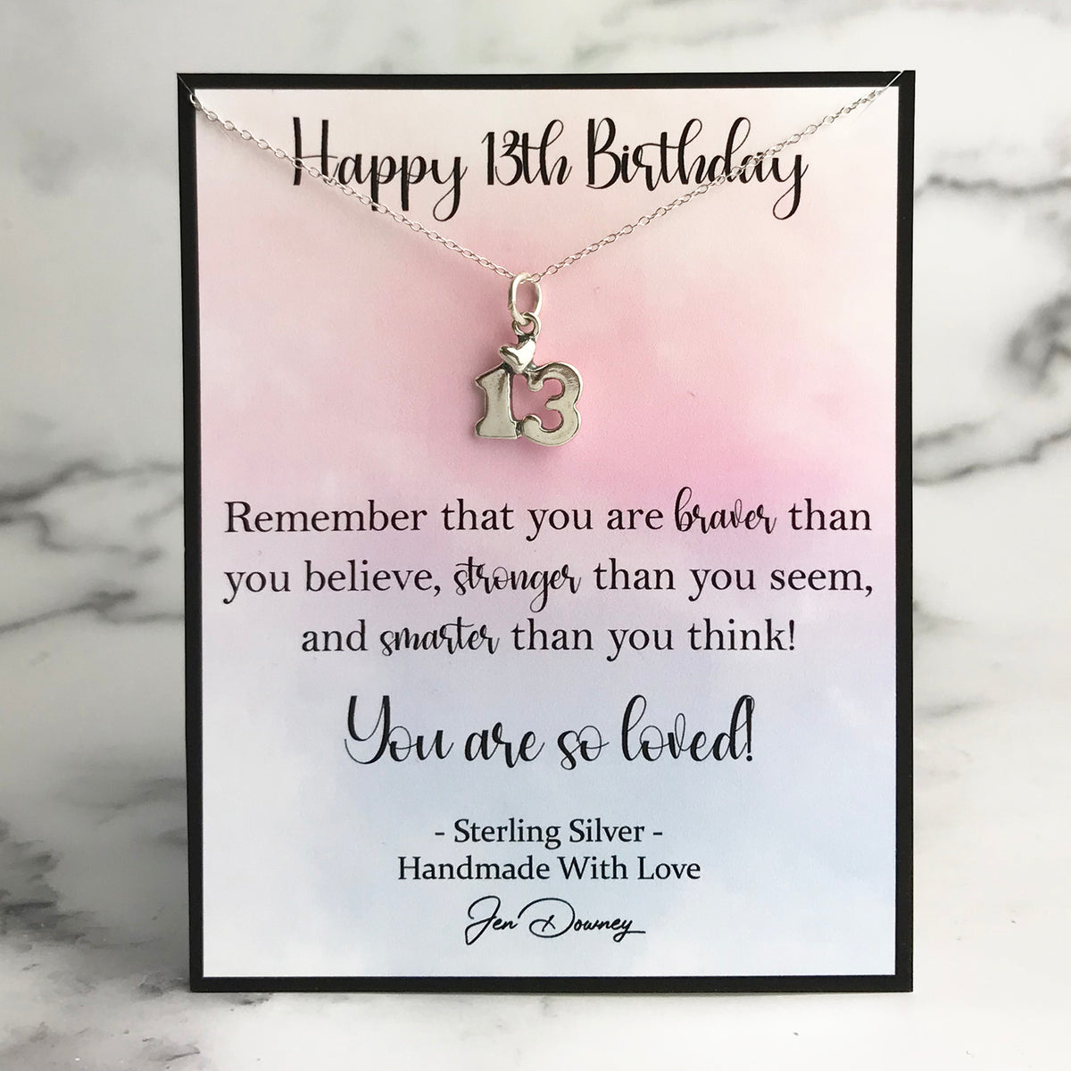 13th Birthday Gift For Her You Are Loved Sterling Silver Necklace – Jen ...