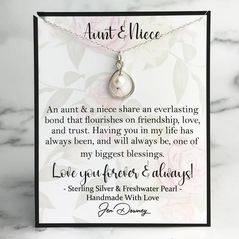 Amazon.com: Aunt and Niece Gifts, Aunt Necklace, Aunt Gifts from Niece,  Niece Gifts from Aunt, Sterling Silver Infinity pearl Necklaces for Women,  Christmas Gifts for Niece Aunt, Mothers Day Birthday Gift Ideas :