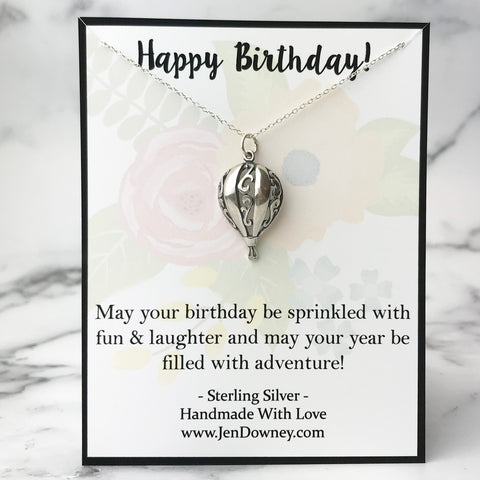 Sweet 16 Birthday Quote Sterling Silver Hot Air Balloon Gift